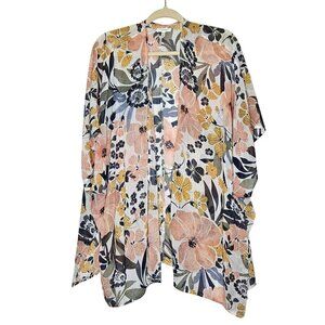 Maurices Floral Open Front Kimono Cardigan One Size 100%‎ Polyester Lightweight